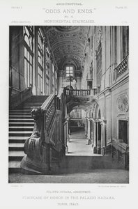 درج الشرف في Palazzo Madama ، تورين ، إيطاليا (b / w photo) بواسطة المصور الأمريكي (بعد)