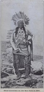 زعيم أباتشي جيرونيمو في الحرب في عام 1885 (صورة b / w) بواسطة المصور الأمريكي (بعد)