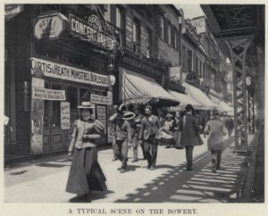 مشهد نموذجي على Bowery (صورة بالأبيض والأسود) بواسطة مصور أمريكي