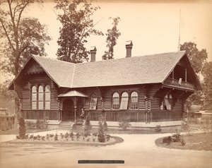 بيت المدرسة السويدية ، معرض المئوية ، فيلادلفيا ، 1876 (طبعة زينية فضية) بواسطة مصور أمريكي
