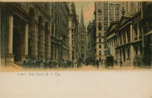 وول ستريت ، مدينة نيويورك. أُرسلت البطاقة البريدية عام 1913. بواسطة مصور أمريكي
