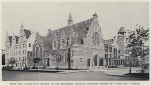 كنيسة West End Collegiate و Dutch Reformed و Seventy-Seventh Street و West End Avenue (b / w photo)