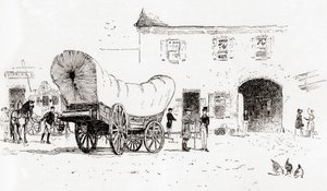 عربة Conestoga في ساحة Bull