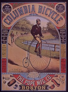 Advert for Columbia Penny-Farthing bicycle, Boston, USA بواسطة المدرسة الأمريكية