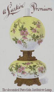 Advertisement for Larkin Premium decorated porcelain jardiniere lamps (chromolitho) بواسطة المدرسة الأمريكية