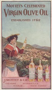 إعلان لزيت الزيتون الشهير Mottets ، c.1900 بواسطة المدرسة الأمريكية