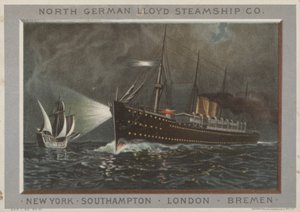 إعلان عن شركة Lloyd Steamship الشمالية الألمانية بواسطة المدرسة الأمريكية