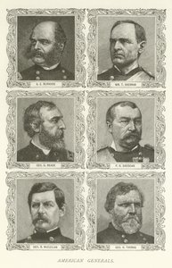 الجنرالات الأمريكيون ، AE Burnside ، William T Sherman ، George G Meade ، PH Sheridan ، George B McClellan ، George H Thomas بواسطة المدرسة الأمريكية