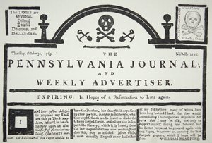 An American reply to the British imposed Stamp Act, pub. in The Pennsylvania Journal and Weekly Advertiser on 31st October 1765 (newsprint) بواسطة المدرسة الأمريكية