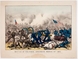 معركة بي ريدج ، أركنساس ، 8 مارس 1862 ، حانة. بواسطة Currier & Ives ، 1862 بواسطة المدرسة الأمريكية