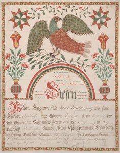 شهادة الميلاد والمعمودية لإليزابيث ليندامان ، c.1820 (حبر ومرحاض على الورق)