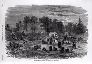 لواء بلينكر الذي يغطي التراجع بالقرب من سنترفيل ، يوليو 1861 ، من "التاريخ التصويري للحرب الأهلية في هاربر" ، 1861 بواسطة المدرسة الأمريكية