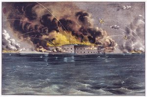 قصف فورت سمتر ، ميناء تشارلستون ، 12 و 13 أبريل 1861 ، حانة. 1861 بواسطة المدرسة الأمريكية