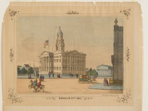 بروكلين سيتي هول ، التي نشرتها شركة Charles Magnus ، Inc. (litho ، مرسومة باليد بمرحاض) بواسطة المدرسة الأمريكية