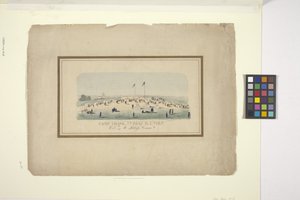 كامب تشيس ، 7Th Regt. ، R.I. Vols. (طباعة حجرية ملونة باليد) بواسطة المدرسة الأمريكية