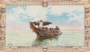 Canoe with Kwakiutl Bridal Party by Edward S. Curtis بواسطة المدرسة الأمريكية