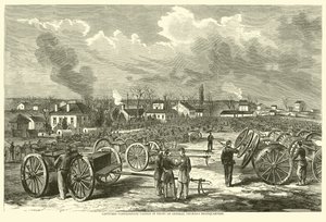 تم القبض على مدفع الكونفدرالية أمام مقر الجنرال توماس ، نوفمبر 1863 بواسطة المدرسة الأمريكية