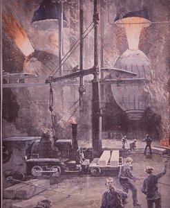 Carnegie steel works, Bessemer converters at full blast, Pittsburgh, Pennsylvania بواسطة المدرسة الأمريكية