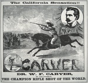 ملصق "Champion Rifle Shot of the World" ، يظهر فيه Doc Carver (1840-1927) حوالي عام 1885 (نقش) بواسطة المدرسة الأمريكية