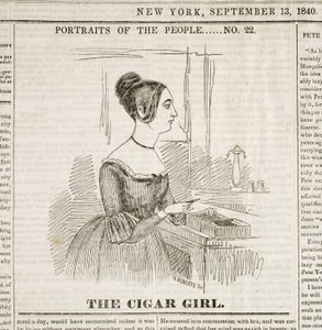 Cigar Girl ، الصفحة الأولى لـ "New York Sunday Atlas" ، ١٣ سبتمبر ١٨٤٠ بواسطة المدرسة الأمريكية