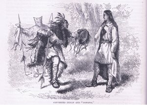 الهنود المتحولون "الأسرى" 1695 ، رسم توضيحي من حانة Cassell's History of the United States. بواسطة Petter & Galpin c.1890 (litho) بواسطة المدرسة الأمريكية