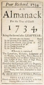 غلاف الفقير ريتشارد ، تقويم ، 1734 (طباعة) بواسطة المدرسة الأمريكية