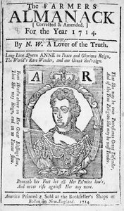 صفحة الغلاف إلى The Farmers Almanack ، تم نشره عام 1714 (طباعة) بواسطة المدرسة الأمريكية