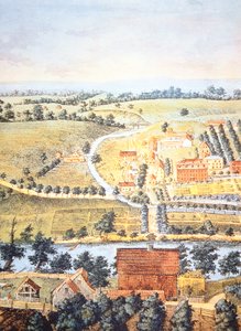 Cultivated farmland of Pennsylvania in 1750 (colour litho) بواسطة المدرسة الأمريكية