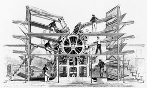 مطبعة اسطوانة اخترعها ريتشارد مارش هوي (1812-1886) نيويورك ، 1846 بواسطة المدرسة الأمريكية
