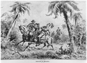 وفاة أنطونيو ماسيو (1845-1896) ، رسم توضيحي من قصة كوبا بقلم مراد هالستيد ، نُشر عام 1898 بواسطة المدرسة الأمريكية