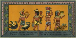 Egyptian themed Christmas card (colour litho) بواسطة المدرسة الأمريكية