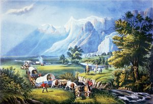 Emigrants crossing the Plains بواسطة المدرسة الأمريكية