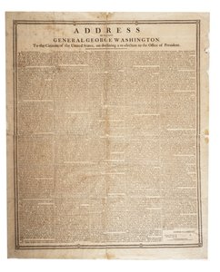 خطاب وداع الجنرال الراحل جورج واشنطن ، 17 سبتمبر 1796