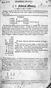 Federal Money ، صفحة من The Scholars Arithmetic 6th Edition ، بقلم دانيال آدامز ، نشر بواسطة NHKeene ، 1810 (طباعة) بواسطة المدرسة الأمريكية