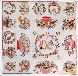 لحاف فلاج وزهرة ، c. 1860 (قطن) بواسطة المدرسة الأمريكية