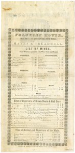 قائمة النبيذ فرانكلين هاوس 23 مايو 1844 ، 1844 (القائمة المحفورة) بواسطة المدرسة الأمريكية