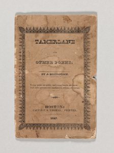 الغلاف الأمامي لـ "Tamerlane and Other Poems" بقلم إدغار آلان بو ، نُشر عام 1827 (مطبوع) (انظر أيضًا 433401) بواسطة المدرسة الأمريكية
