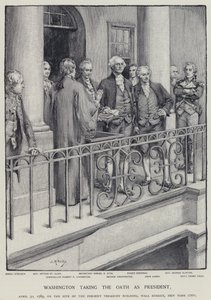 جورج واشنطن يؤدي القسم كرئيس ، 30 أبريل 1789 (ليتو) بواسطة المدرسة الأمريكية