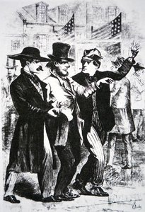 الحصول على ناخب في حالة سُكر من أجل التأثير على تصويته في انتخابات عام 1864 (نقش) بواسطة المدرسة الأمريكية