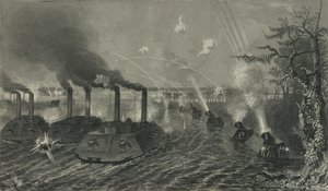 قوارب البندقية وقذائف الهاون على المسيسيبي ، c.1878 بواسطة المدرسة الأمريكية