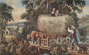 Haying-time-The Last Load ، حانة. 1868 ، كورير وإيفز بواسطة المدرسة الأمريكية