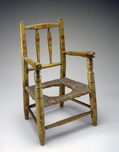 كرسي حفرة ، ج. 1800-1850 (أخشاب غير معروفة ، دهان ، اندفاع) بواسطة المدرسة الأمريكية