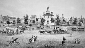 Independence, Missouri, c.1850 (engraving) بواسطة المدرسة الأمريكية