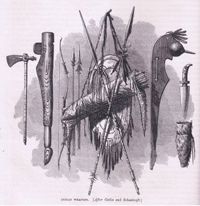 الأسلحة الهندية ، رسم توضيحي من حانة Cassell's History of the United States. بواسطة Petter & Galpin c.1890 (litho) بواسطة المدرسة الأمريكية