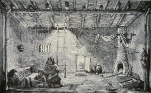 داخل منزل بويبلو ، حوالي 1880 (نقش) بواسطة المدرسة الأمريكية