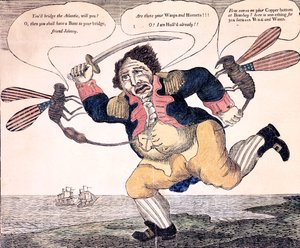 سحق جون بول من العذاب من قبل دبور وهورنت ، c.1813 بواسطة المدرسة الأمريكية