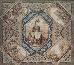 منديل مع صورة زاكاري تايلور ومعارك الحرب المكسيكية (1846-188) ، 1848 (قطن) بواسطة المدرسة الأمريكية