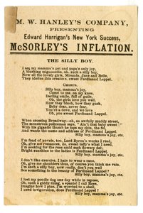 عرض MW Hanleys Col على إدوارد هاريجانز أحدث إصدارات NY Success ، McSorleys Inflation [بطاقة المسرح]. فيرسو ، ج 1882 (طباعة حجرية [بطاقة تجارية]) بواسطة المدرسة الأمريكية