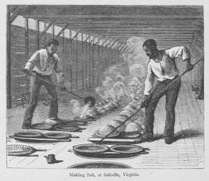 صنع الملح في سلاتفيل ، فيرجينيا ، من "الجنوب العظيم" بقلم إدوارد كينج ، نُشر عام 1874 (نقش) بواسطة المدرسة الأمريكية