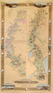 خريطة تصور المزارع على نهر المسيسيبي من ناتشيز إلى نيو أورلينز ، 1858